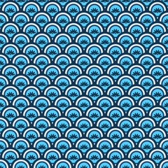 Traditional Japanese pattern. Seamless geometric background in blue shades.