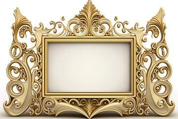golden photo frame with design, keep the photo place white, AI generated