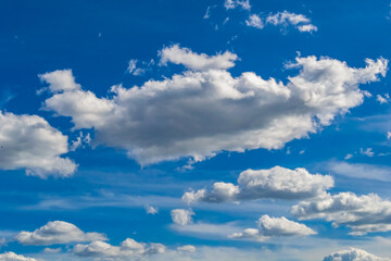 Fototapeta premium Photography on theme white cloudy sky in unclear long horizon