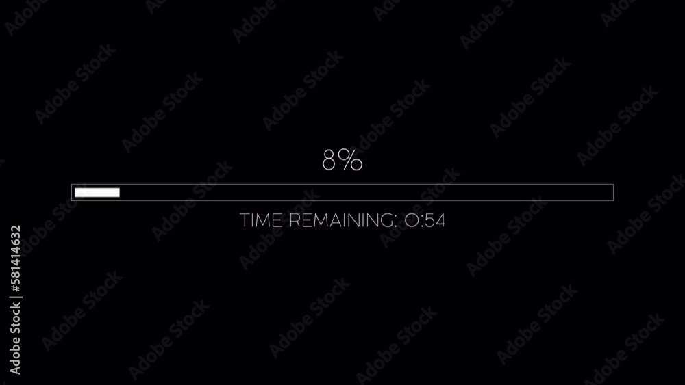 Canvas Prints loader bar countdown progress from 0 to 100 percent and shows time remaining on transparent backgrou