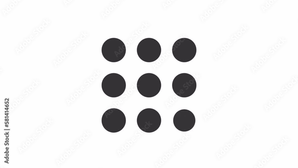 Fototapete animated disappearing dots loader. missing circles. simple black and white loading icon. 4k video fo