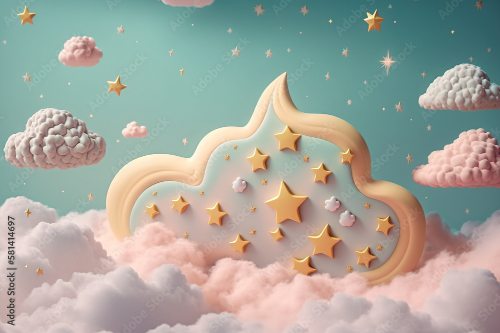 Poster whimsical clouds abstract background with gradient pastel texture generative ai