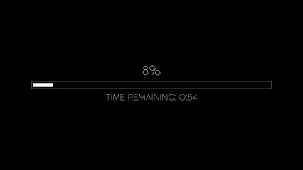 Loader bar countdown progress from 0 to 100 percent and shows time remaining on transparent background