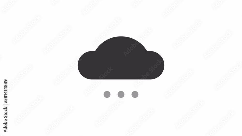 Fototapete animated cloud with drops loader. raining droplets. simple black and white loading icon. 4k video fo
