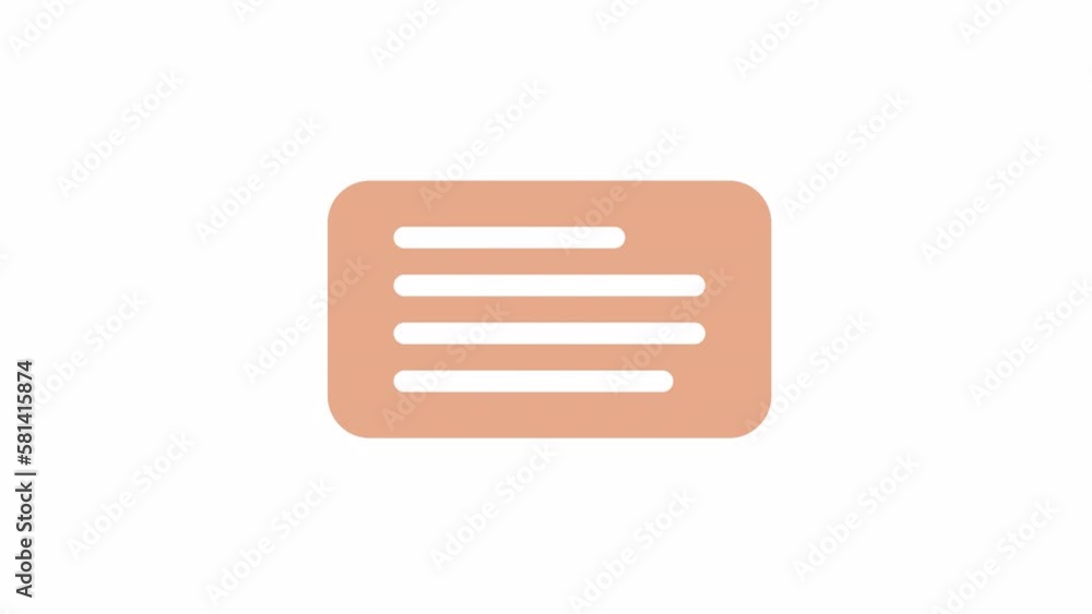 Poster animated orange push notification. pop-up window. internet conversation. flat cartoon style icon 4k 