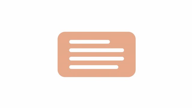 Animated orange push notification. Pop-up window. Internet conversation. Flat cartoon style icon 4K video footage. Color isolated element animation on white background with alpha channel transparency