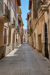 Traditional Narrow street in the old town of Palma de Mallorca, Spain