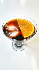black vermouth in glass cup