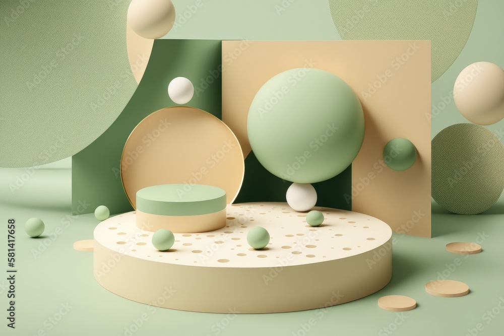 Poster minimal abstract background for product presentation and branding. illustration of a beige platform 