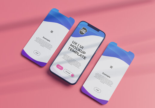 Mobile Application Mockup Scene With Three Screens