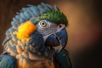 Obraz premium Portrait of a parrot. Generative AI