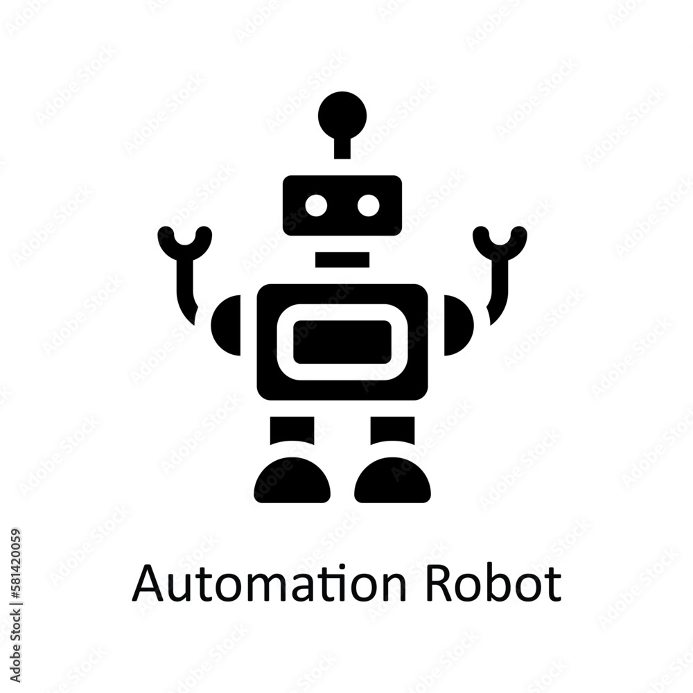Poster automation robot vector solid icons. simple stock illustration stock