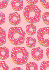 Fototapeta na wymiar seamless background with Pink donuts