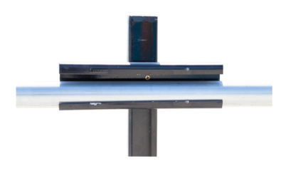 Nuts clamp Aluminum cable duct with power steel black small. Isolated on cut out PNG. For holding electric pole to help pull and support from falling in wind. Concept of safety fastening