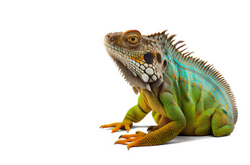 iguana isolated on white background - obrazy, fototapety, plakaty