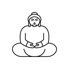 Buddha sitting icon vector. Vector sign in simple style isolated on white background.