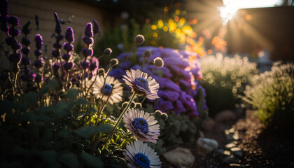 Obraz na płótnie Canvas flower garden with light sun. Generative AI