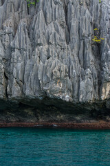 Rocky landscape with sea , mountains and trees