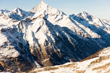 View of the during the day in winter. Zermatt, Switzerland