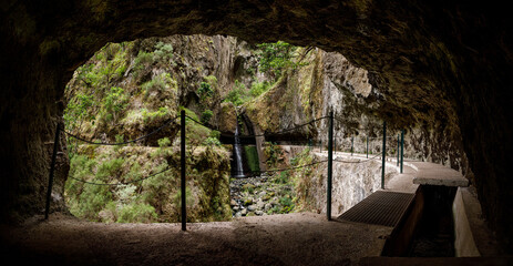View from the stone cave on the popular tourist trail through Madeira island