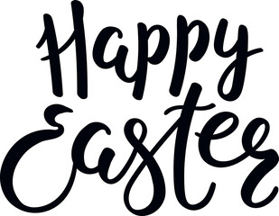 Happy Easter handwritten typography, lettering quote, text. Hand drawn style illustration, isolated PNG clipart. Holiday card, banner, poster, seasonal design element