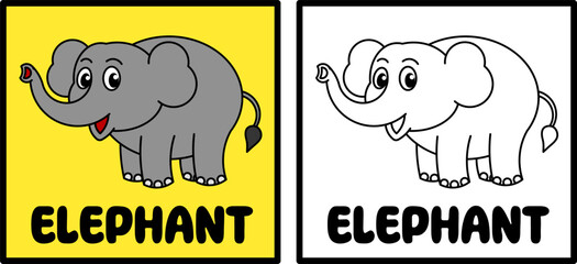 vector line art of an elephant, suitable for children's coloring book