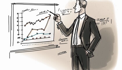 グラフを挿してるスーツを着た男性 Generative AI