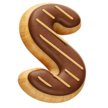 Realistic letter S chocolate donuts in 3d render
