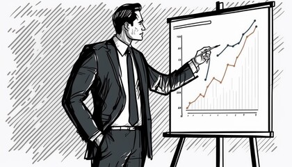 ボードのグラフを挿してる男性の画像 Generative AI