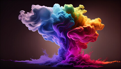 Abstract background of multicolored liquid smoke. Generative AI.