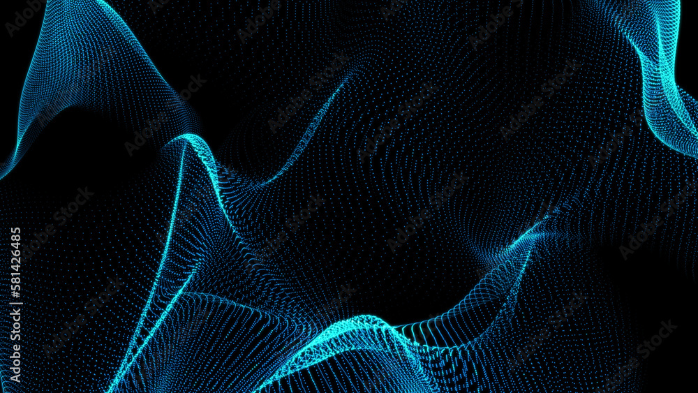 Poster abstract digital wave of particles. futuristic point wave. technology background.