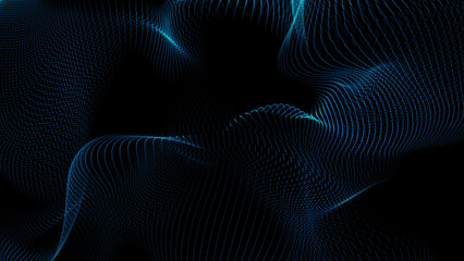 Abstract digital wave of particles. Futuristic point wave. Technology background. Dynamic blue particle wave. Futuristic point glowing wave. Flow digital structure.