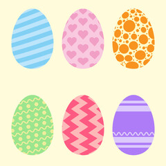 Set of colorful decorated Easter eggs.