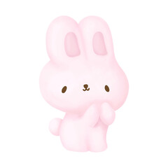 Watercolor pink rabbit 