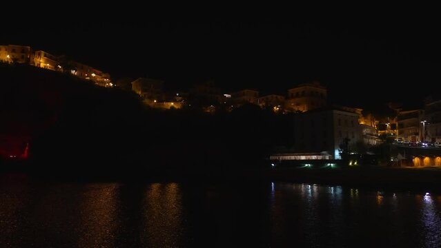 Old city on a rock in Agropoli in the evening.