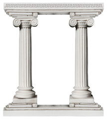 Greek Ionian marble columns portara border isolated