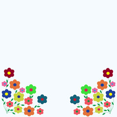 Frame with colorful flowers. Vector illustration