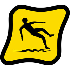 Fototapeta na wymiar sticker slippery surface warning safety protection sign symbol 