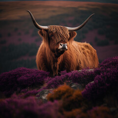 Scottish highland cow ,Generative AI, Generative ,AI - obrazy, fototapety, plakaty