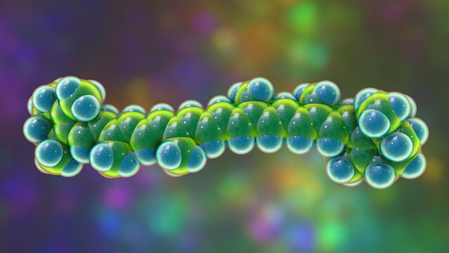 Molecular model of beta-carotene, precursor to vitamin A, 3d illustration