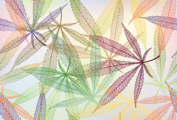 Seamless pattern, colorful skeleton leaves. Vector illustration.