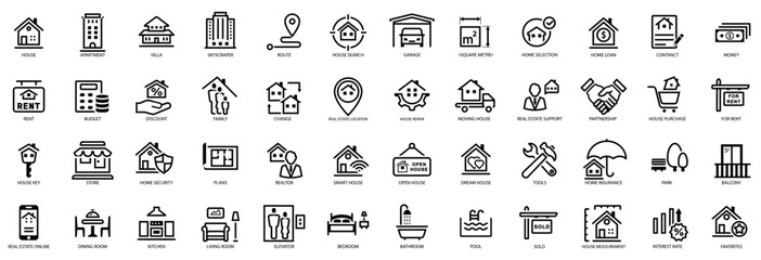 Real estate set icon. Simple vector illustration