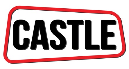 CASTLE text on red-black trapeze stamp sign.