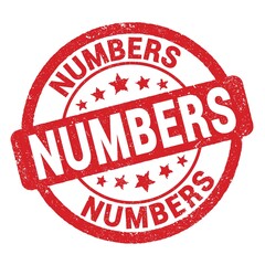 NUMBERS text written on red round stamp sign.