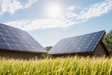 Solar panels. Environmentally friendly energy, generative AI.