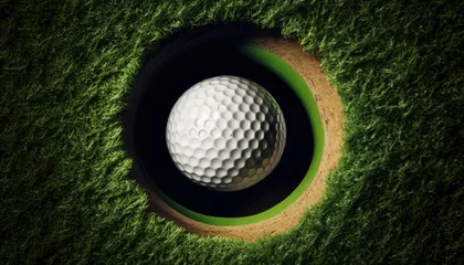 Poster Illustration of a golf ball inside golf hole  created with Generative AI technology © miro