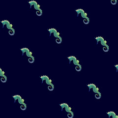 Seamless background with Sea horse. Animal vector arts, wallpapers, prints and backgrounds.