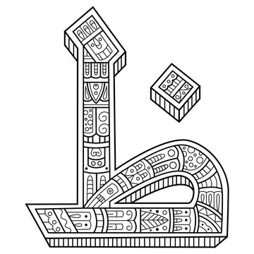 Hand drawn of Arabic font zho in zentangle style
