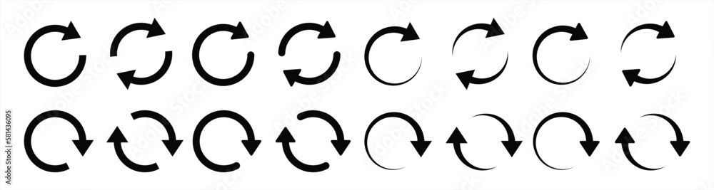 Poster circle arrow icon set. circular arrow icon, refresh, reload, rotation arrow icon symbol sign, vector