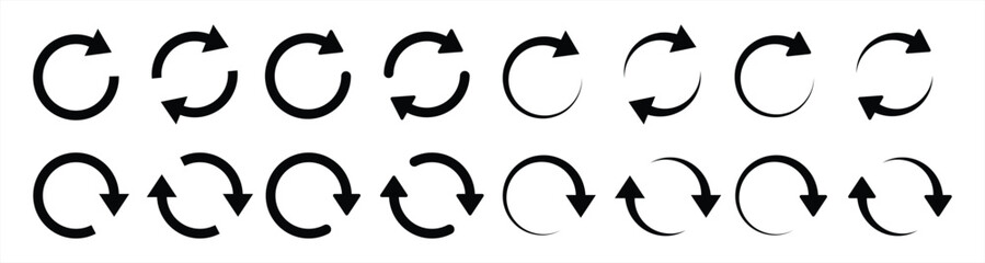 circle arrow icon set. circular arrow icon, refresh, reload, rotation arrow icon symbol sign, vector illustration